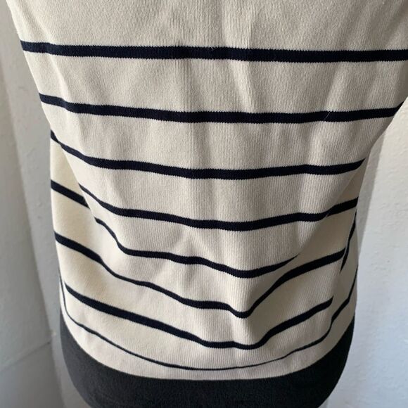 Zara Striped Button Front Sweater Vest Size L Nautical Coastal Preppy Knit Top - Picture 6 of 12